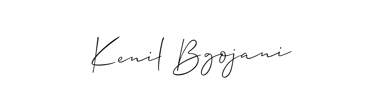 Make a short Kenil Bgojani signature style. Manage your documents anywhere anytime using Allison_Script. Create and add eSignatures, submit forms, share and send files easily. Kenil Bgojani signature style 2 images and pictures png