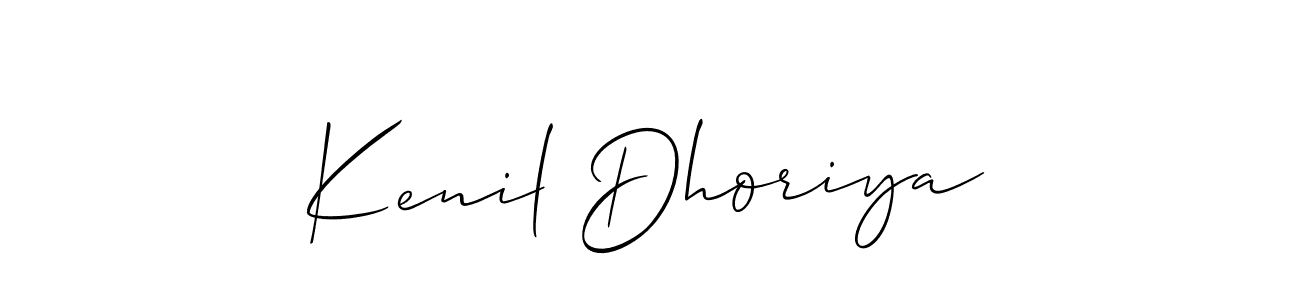Use a signature maker to create a handwritten signature online. With this signature software, you can design (Allison_Script) your own signature for name Kenil Dhoriya. Kenil Dhoriya signature style 2 images and pictures png