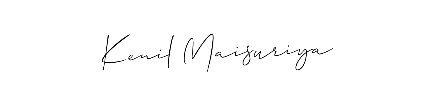 It looks lik you need a new signature style for name Kenil Maisuriya. Design unique handwritten (Allison_Script) signature with our free signature maker in just a few clicks. Kenil Maisuriya signature style 2 images and pictures png