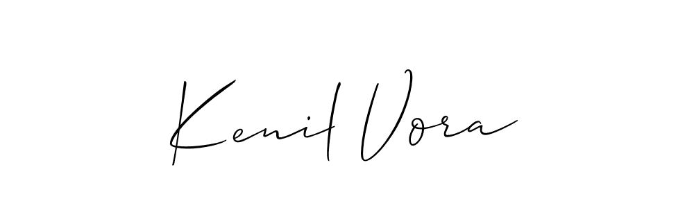 How to make Kenil Vora name signature. Use Allison_Script style for creating short signs online. This is the latest handwritten sign. Kenil Vora signature style 2 images and pictures png