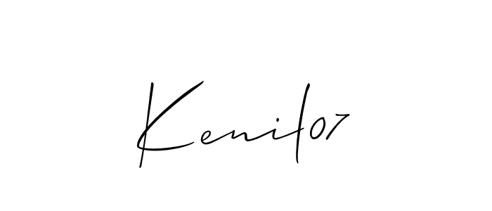 Kenil07 stylish signature style. Best Handwritten Sign (Allison_Script) for my name. Handwritten Signature Collection Ideas for my name Kenil07. Kenil07 signature style 2 images and pictures png