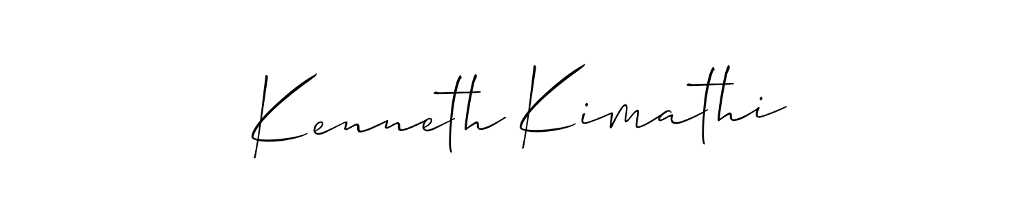Create a beautiful signature design for name Kenneth Kimathi. With this signature (Allison_Script) fonts, you can make a handwritten signature for free. Kenneth Kimathi signature style 2 images and pictures png