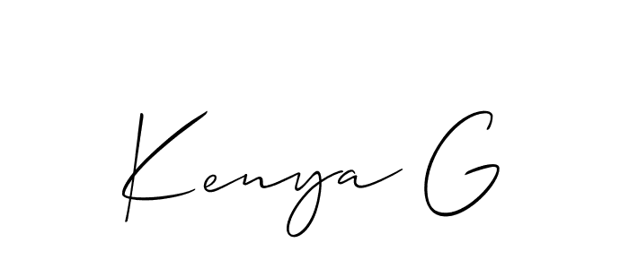 Allison_Script is a professional signature style that is perfect for those who want to add a touch of class to their signature. It is also a great choice for those who want to make their signature more unique. Get Kenya G name to fancy signature for free. Kenya G signature style 2 images and pictures png