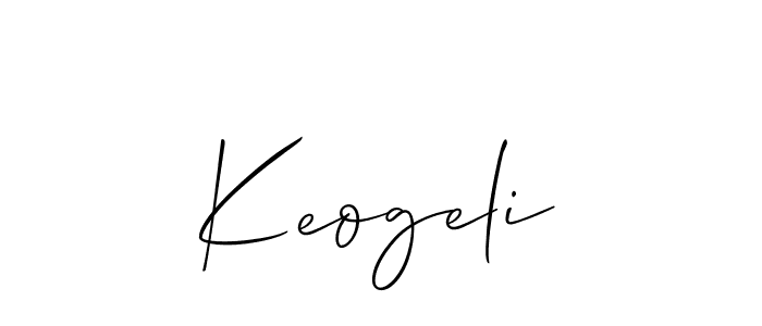 Allison_Script is a professional signature style that is perfect for those who want to add a touch of class to their signature. It is also a great choice for those who want to make their signature more unique. Get Keogeli name to fancy signature for free. Keogeli signature style 2 images and pictures png