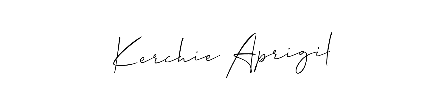 How to make Kerchie Aprigil signature? Allison_Script is a professional autograph style. Create handwritten signature for Kerchie Aprigil name. Kerchie Aprigil signature style 2 images and pictures png