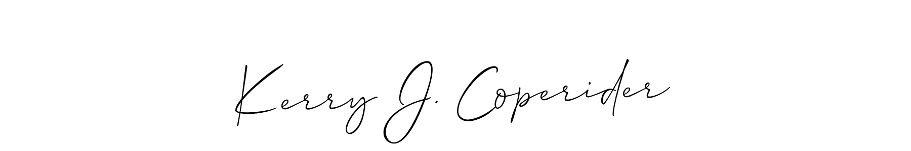 The best way (Allison_Script) to make a short signature is to pick only two or three words in your name. The name Kerry J. Coperider include a total of six letters. For converting this name. Kerry J. Coperider signature style 2 images and pictures png