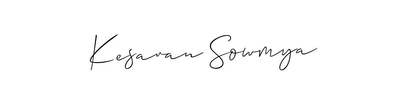 Make a short Kesavan Sowmya signature style. Manage your documents anywhere anytime using Allison_Script. Create and add eSignatures, submit forms, share and send files easily. Kesavan Sowmya signature style 2 images and pictures png