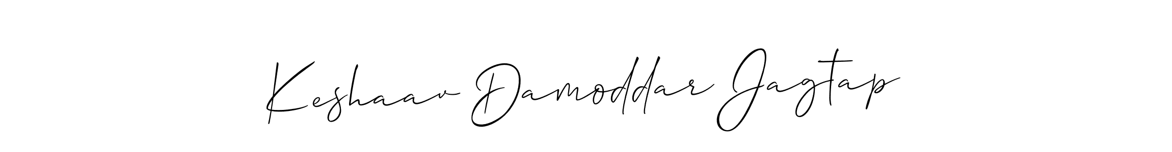 Allison_Script is a professional signature style that is perfect for those who want to add a touch of class to their signature. It is also a great choice for those who want to make their signature more unique. Get Keshaav Damoddar Jagtap name to fancy signature for free. Keshaav Damoddar Jagtap signature style 2 images and pictures png