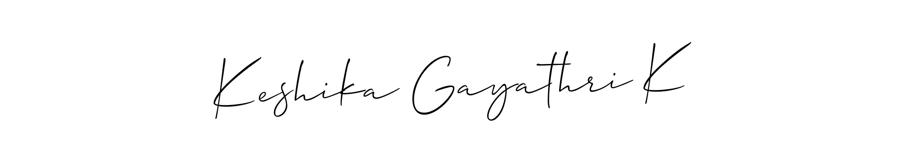 You should practise on your own different ways (Allison_Script) to write your name (Keshika Gayathri K) in signature. don't let someone else do it for you. Keshika Gayathri K signature style 2 images and pictures png