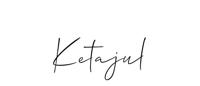 The best way (Allison_Script) to make a short signature is to pick only two or three words in your name. The name Ketajul include a total of six letters. For converting this name. Ketajul signature style 2 images and pictures png