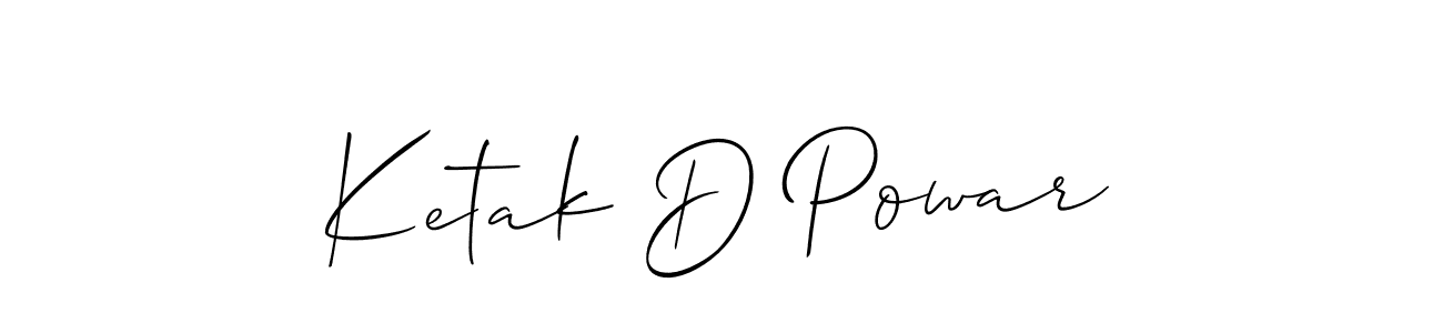 Use a signature maker to create a handwritten signature online. With this signature software, you can design (Allison_Script) your own signature for name Ketak D Powar. Ketak D Powar signature style 2 images and pictures png