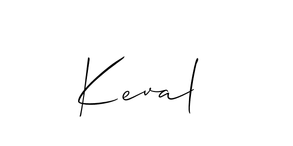 The best way (Allison_Script) to make a short signature is to pick only two or three words in your name. The name Keval  include a total of six letters. For converting this name. Keval  signature style 2 images and pictures png