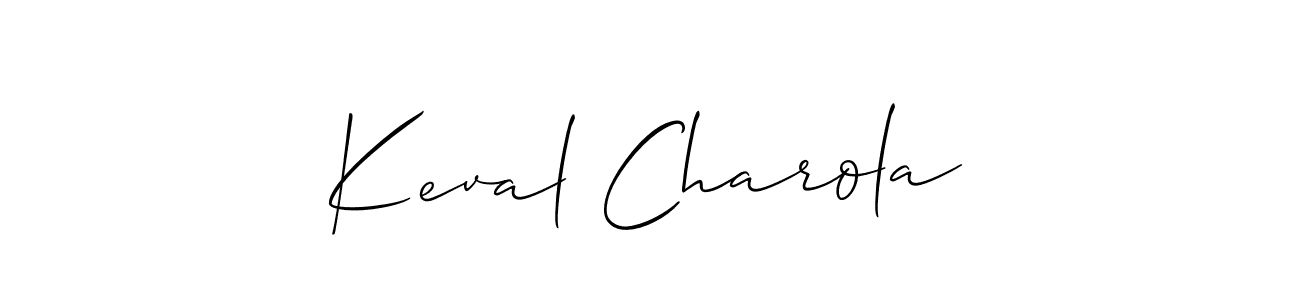 Use a signature maker to create a handwritten signature online. With this signature software, you can design (Allison_Script) your own signature for name Keval Charola. Keval Charola signature style 2 images and pictures png