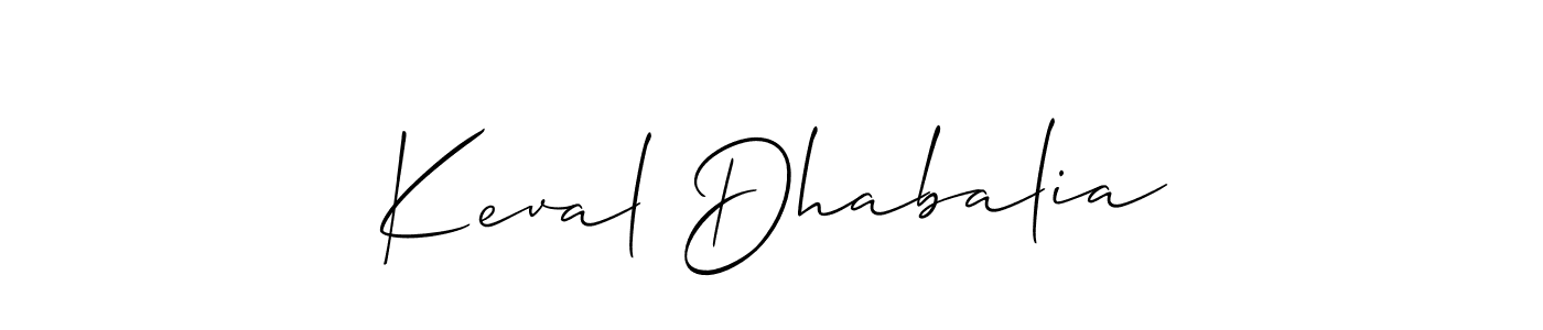 Also we have Keval Dhabalia name is the best signature style. Create professional handwritten signature collection using Allison_Script autograph style. Keval Dhabalia signature style 2 images and pictures png