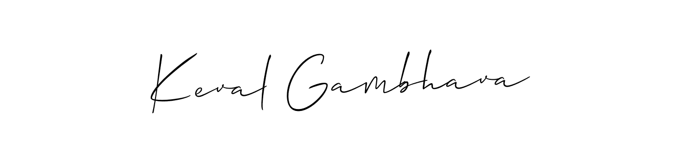 How to make Keval Gambhava name signature. Use Allison_Script style for creating short signs online. This is the latest handwritten sign. Keval Gambhava signature style 2 images and pictures png