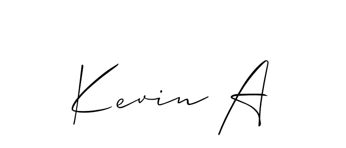 How to make Kevin A name signature. Use Allison_Script style for creating short signs online. This is the latest handwritten sign. Kevin A signature style 2 images and pictures png