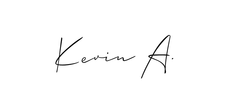 Allison_Script is a professional signature style that is perfect for those who want to add a touch of class to their signature. It is also a great choice for those who want to make their signature more unique. Get Kevin A. name to fancy signature for free. Kevin A. signature style 2 images and pictures png