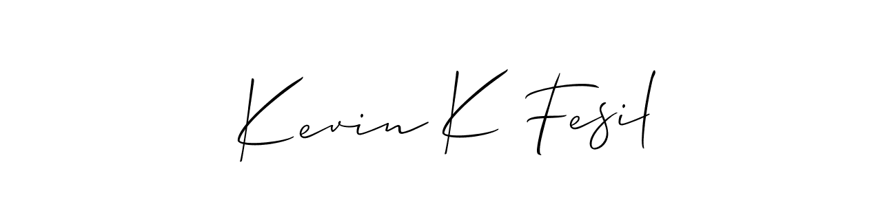 Create a beautiful signature design for name Kevin K Fesil. With this signature (Allison_Script) fonts, you can make a handwritten signature for free. Kevin K Fesil signature style 2 images and pictures png