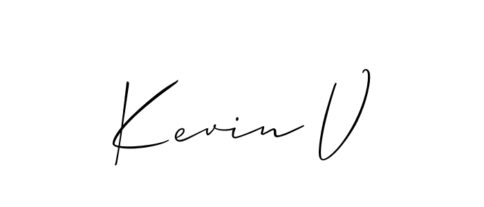 You should practise on your own different ways (Allison_Script) to write your name (Kevin V) in signature. don't let someone else do it for you. Kevin V signature style 2 images and pictures png