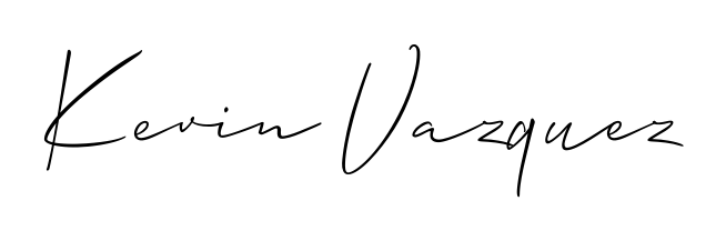 A sleek calligraphic signature for name Kevin Vazquez utilizing Allison_Script styling. Great for adding personal signatures to photos and art. Kevin Vazquez signature style 2 images and pictures png