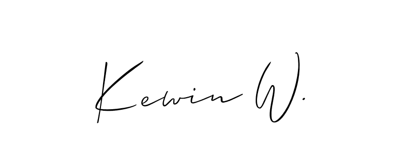 The best way (Allison_Script) to make a short signature is to pick only two or three words in your name. The name Kewin W. include a total of six letters. For converting this name. Kewin W. signature style 2 images and pictures png