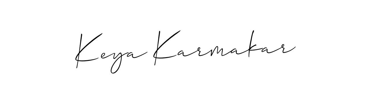 Make a beautiful signature design for name Keya Karmakar. With this signature (Allison_Script) style, you can create a handwritten signature for free. Keya Karmakar signature style 2 images and pictures png