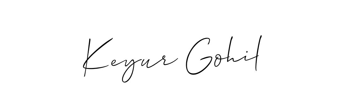 if you are searching for the best signature style for your name Keyur Gohil. so please give up your signature search. here we have designed multiple signature styles  using Allison_Script. Keyur Gohil signature style 2 images and pictures png