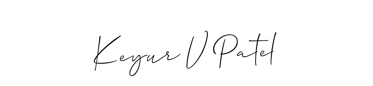 Allison_Script is a professional signature style that is perfect for those who want to add a touch of class to their signature. It is also a great choice for those who want to make their signature more unique. Get Keyur V Patel name to fancy signature for free. Keyur V Patel signature style 2 images and pictures png