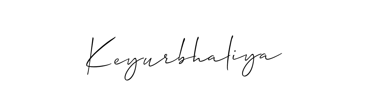 How to make Keyurbhaliya name signature. Use Allison_Script style for creating short signs online. This is the latest handwritten sign. Keyurbhaliya signature style 2 images and pictures png