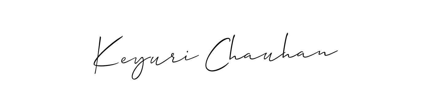 Allison_Script is a professional signature style that is perfect for those who want to add a touch of class to their signature. It is also a great choice for those who want to make their signature more unique. Get Keyuri Chauhan name to fancy signature for free. Keyuri Chauhan signature style 2 images and pictures png