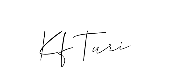 Create a beautiful signature design for name Kf Turi. With this signature (Allison_Script) fonts, you can make a handwritten signature for free. Kf Turi signature style 2 images and pictures png