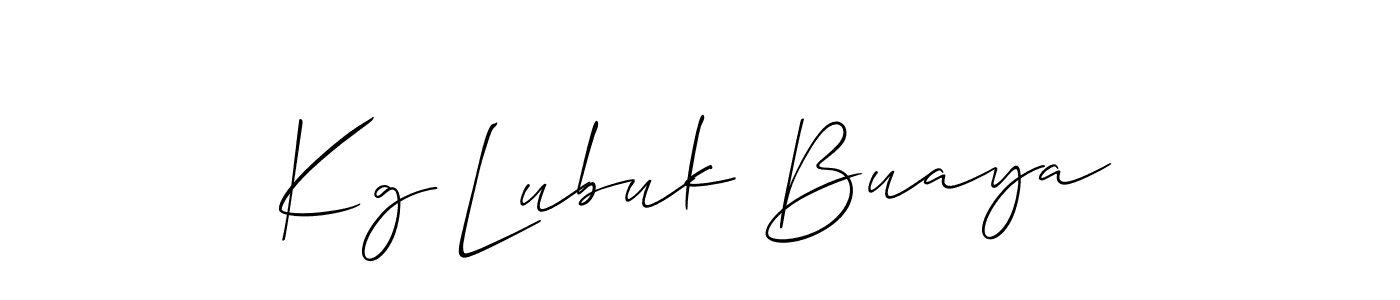 How to make Kg Lubuk Buaya name signature. Use Allison_Script style for creating short signs online. This is the latest handwritten sign. Kg Lubuk Buaya signature style 2 images and pictures png