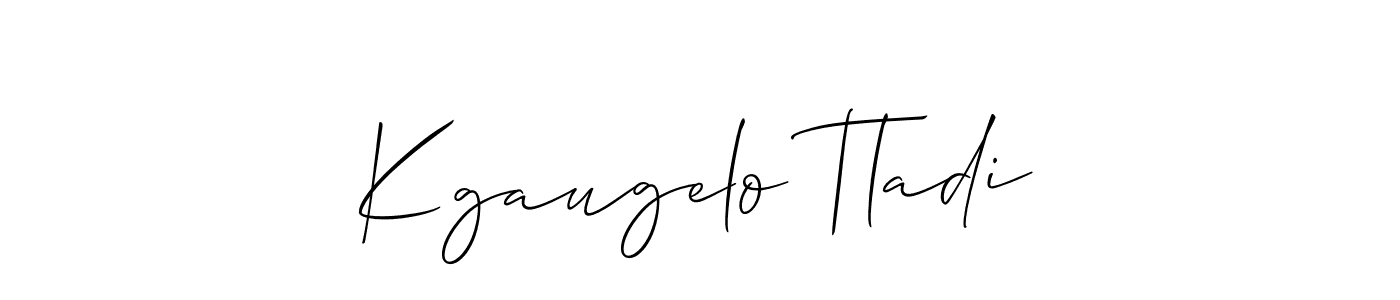 Make a short Kgaugelo Tladi signature style. Manage your documents anywhere anytime using Allison_Script. Create and add eSignatures, submit forms, share and send files easily. Kgaugelo Tladi signature style 2 images and pictures png