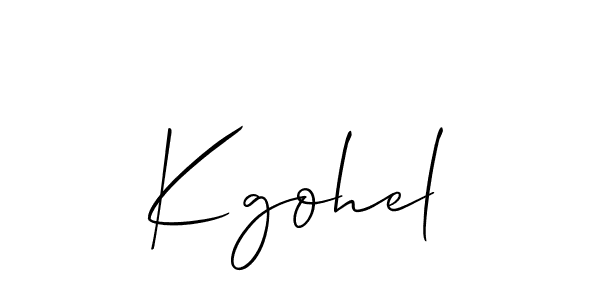 The best way (Allison_Script) to make a short signature is to pick only two or three words in your name. The name Kgohel include a total of six letters. For converting this name. Kgohel signature style 2 images and pictures png