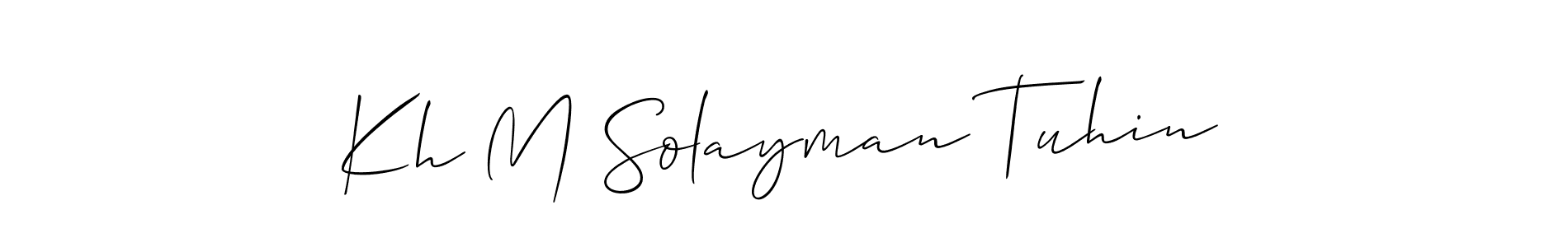 How to Draw Kh M Solayman Tuhin signature style? Allison_Script is a latest design signature styles for name Kh M Solayman Tuhin. Kh M Solayman Tuhin signature style 2 images and pictures png