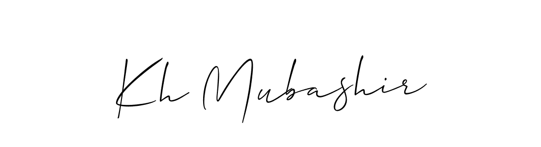 How to make Kh Mubashir name signature. Use Allison_Script style for creating short signs online. This is the latest handwritten sign. Kh Mubashir signature style 2 images and pictures png