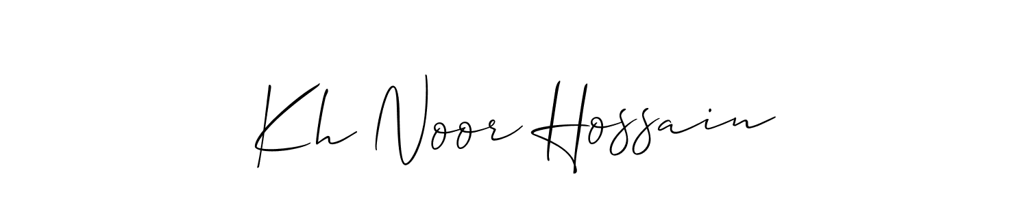 This is the best signature style for the Kh Noor Hossain name. Also you like these signature font (Allison_Script). Mix name signature. Kh Noor Hossain signature style 2 images and pictures png
