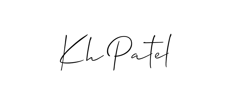 The best way (Allison_Script) to make a short signature is to pick only two or three words in your name. The name Kh Patel include a total of six letters. For converting this name. Kh Patel signature style 2 images and pictures png