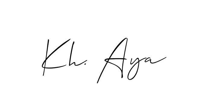 The best way (Allison_Script) to make a short signature is to pick only two or three words in your name. The name Kh. Aya include a total of six letters. For converting this name. Kh. Aya signature style 2 images and pictures png