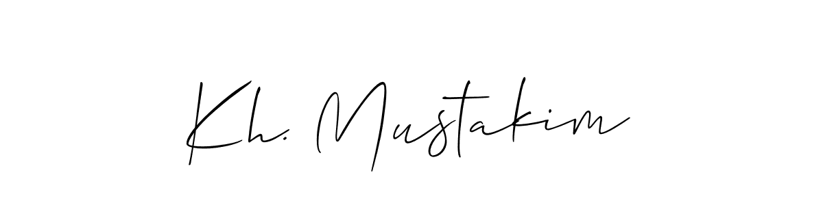 Use a signature maker to create a handwritten signature online. With this signature software, you can design (Allison_Script) your own signature for name Kh. Mustakim. Kh. Mustakim signature style 2 images and pictures png