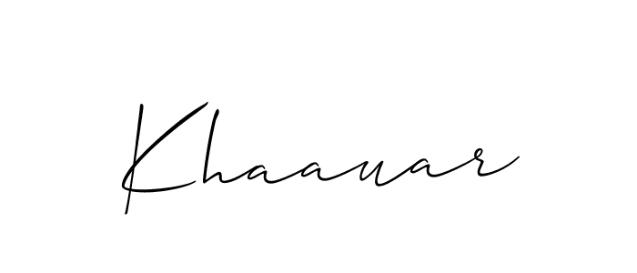 Allison_Script is a professional signature style that is perfect for those who want to add a touch of class to their signature. It is also a great choice for those who want to make their signature more unique. Get Khaauar name to fancy signature for free. Khaauar signature style 2 images and pictures png