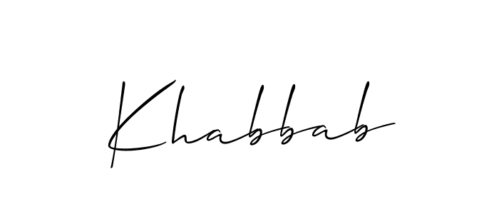 You should practise on your own different ways (Allison_Script) to write your name (Khabbab) in signature. don't let someone else do it for you. Khabbab signature style 2 images and pictures png