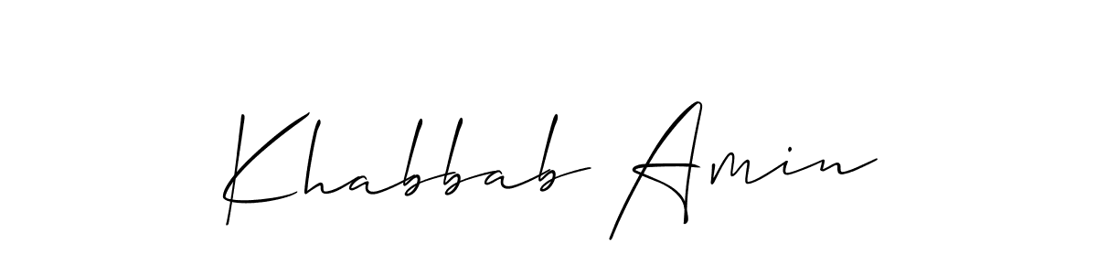 Design your own signature with our free online signature maker. With this signature software, you can create a handwritten (Allison_Script) signature for name Khabbab Amin. Khabbab Amin signature style 2 images and pictures png