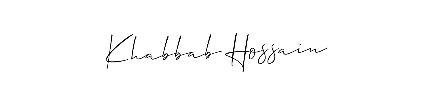 How to Draw Khabbab Hossain signature style? Allison_Script is a latest design signature styles for name Khabbab Hossain. Khabbab Hossain signature style 2 images and pictures png
