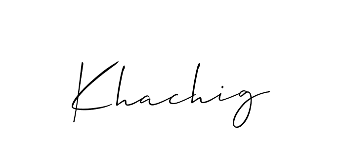 How to Draw Khachig signature style? Allison_Script is a latest design signature styles for name Khachig. Khachig signature style 2 images and pictures png