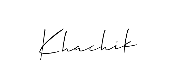 if you are searching for the best signature style for your name Khachik. so please give up your signature search. here we have designed multiple signature styles  using Allison_Script. Khachik signature style 2 images and pictures png