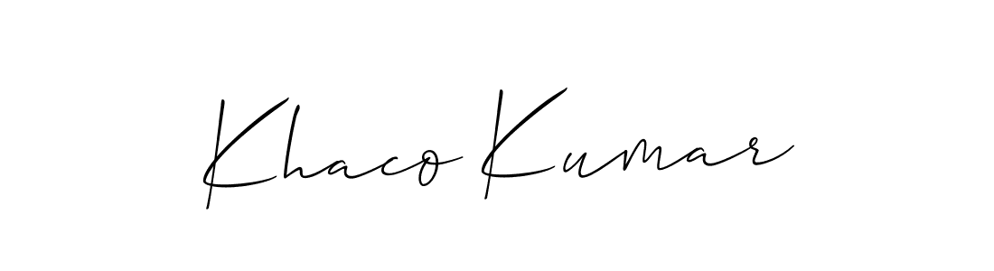 Also You can easily find your signature by using the search form. We will create Khaco Kumar name handwritten signature images for you free of cost using Allison_Script sign style. Khaco Kumar signature style 2 images and pictures png