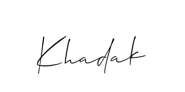 if you are searching for the best signature style for your name Khadak. so please give up your signature search. here we have designed multiple signature styles  using Allison_Script. Khadak signature style 2 images and pictures png