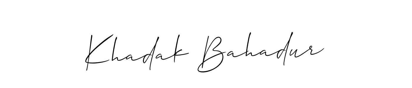 Create a beautiful signature design for name Khadak Bahadur. With this signature (Allison_Script) fonts, you can make a handwritten signature for free. Khadak Bahadur signature style 2 images and pictures png