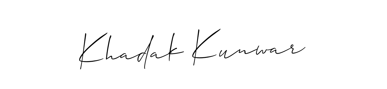 Also we have Khadak Kunwar name is the best signature style. Create professional handwritten signature collection using Allison_Script autograph style. Khadak Kunwar signature style 2 images and pictures png